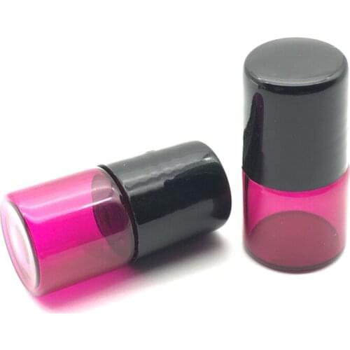 5pcs Empty 1ml Refillable Perfume Sample Rose-red Roll On Glass Bottle Roller Essential Oil Container