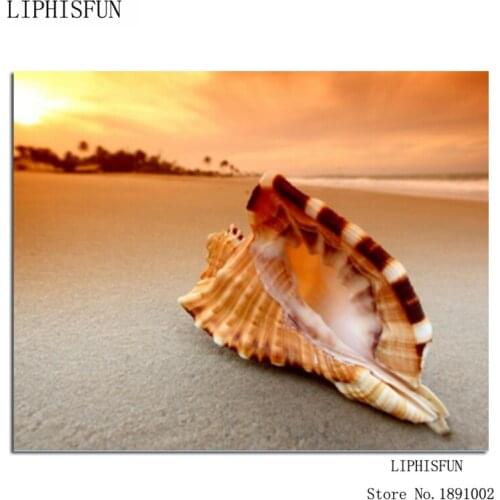 5d Diy Diamond Painting Cross Stitch Sunset Shell Square Resin Rhienstones Sets Unfinish Diamond Embroidery Home Decoration