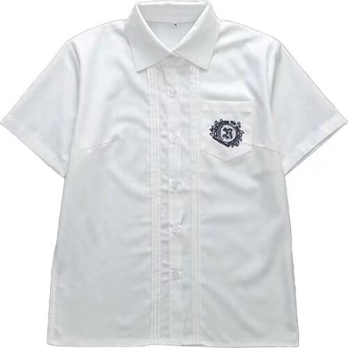White Cotton Japanese Student Girls School Jk Uniform Top Large-size S-XXL Middle High School Uniforms Long Sleeve White Shirt