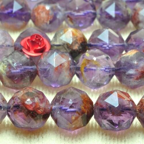 Natural Super Seven 7 Crystal Diamond Faceted Round Loose Beads Wholesale Gemstone Semi Precious Stone Bracelet Jewelry Making