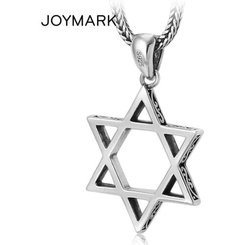 925 Sterling Silver Six-pointed Star Men and Women Necklace Pendant Simple Genuine Silver Pendant Trendy Silver Jewelry TSP241