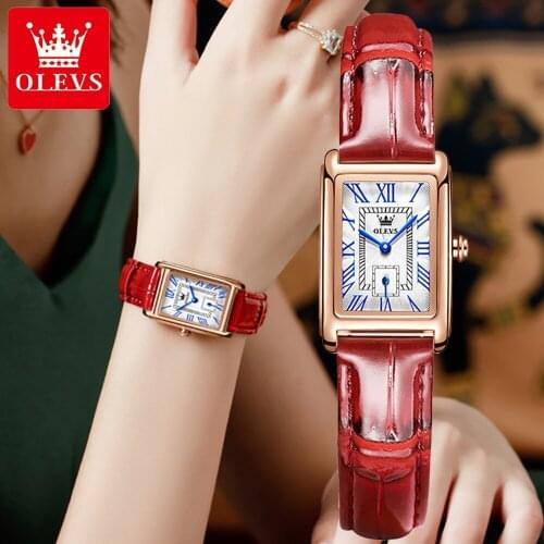 OLEVS New Luxury Fashion Quartz Ladies Watch Leather Strap Rose Gold Dial Dress Casual Wristwatch relogio feminino Women Watches