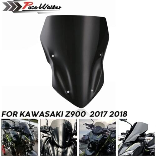 Smoke Black Motorcycle Windshield Windscreens Double Bubble Air Wind Deflector For Kawasaki Z900 Z 900 2017 2018