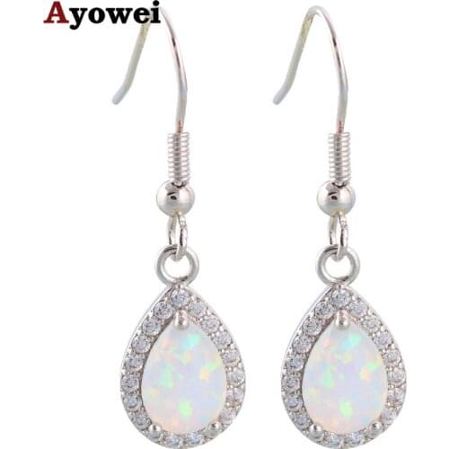 Zirconia design Super supplier White fire opal Silver Stamped Fashion Jewelry Dangle Earrings for women Fine jewelry OE299A