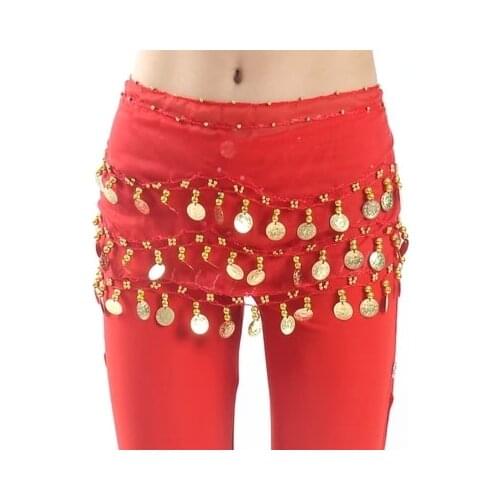Child waist chain hip scarf kids belly dance indian dance belt 12 colors 68 coins