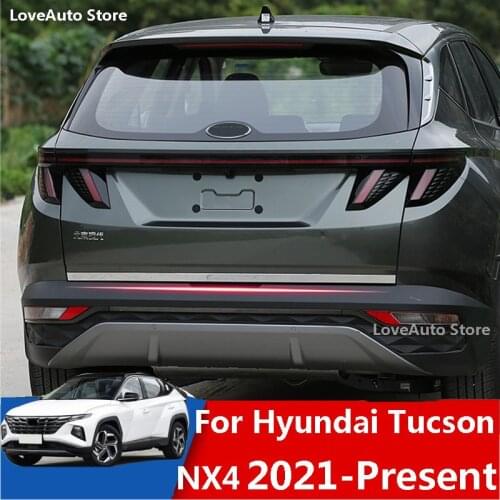 For Hyundai Tucson NX4 2021 2022 Car Trunk Tailgate Trim Stainless Steel Tail Box Trim Bright Strips Protective Accessories