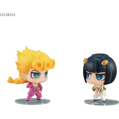 2pcs/set JoJos Bizarre Adventure Giorno Giovanna Q Version Anime PVC Action Figure Collectible Model Toys Brinquedos lelakaya