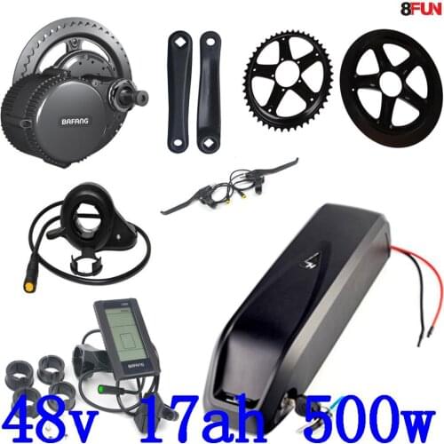 48V 500w Bafang BBS02 mid drive electric motor kit with 48V 17Ah Lithium-ion battery use LG cell +54.6V 2A charger free duty