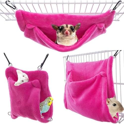 Hamster Hammock Sleep Bag Double Layer Blanket Perch Winter Parrot Sleeping Wrap Mat Warm House Hideout Playing Toy