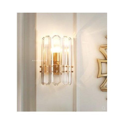 Crystal wall lamp villa living room background bedroom bedside post-modern crystal corridor light luxury model room simple wall