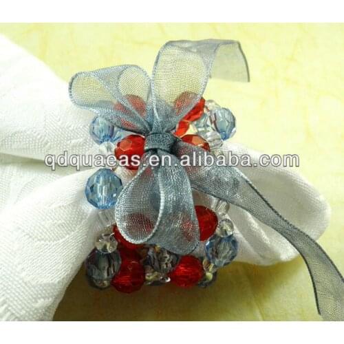 Napkin rings blue beades acrylic flower, wholesale napkin holder
