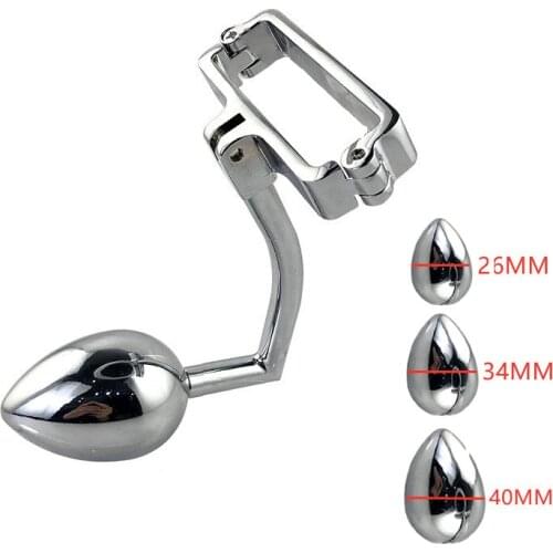 2021 New Penis Rings Clamp With Anal Plug Sex Toys For Men Masturbators Metal Cock Ring Bdsm Scrotum Anal Toys Penis Stretcher
