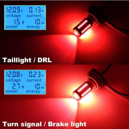 Red 1157 LED Light Bulb Super Bright 0.23A Aluminum BAY15D Brake Light
