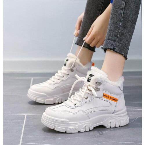 Womens Shoes Winter 2020New Hot Thick Plush Warm Platform Ankle Snow Boots Female Botas Girls High Help Lace-Up Rubber Sneakers