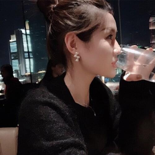 Brass Wave Faux Pearl Earrings Women Wedding Jewelry Gown T Show Runway Rare Japan Korean Fashion Ins