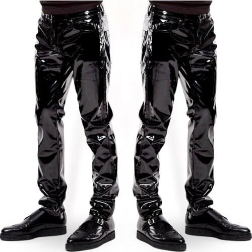 2XL Lingerie Leder Men Pants Latex Fetish PVC Trousers Motorcycle Clubwear Wetlook PU Leather Leggings Streetwear Pants Pantalon