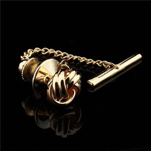HAWSON Fashionable Metal Knot Tie Tack/Pin with Safety Chain for Regular Necktie Mens Jewelry 3 Colors Available