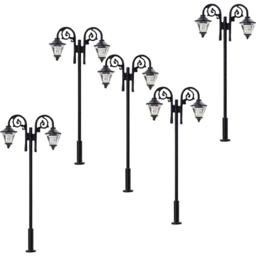 5pcs 1:87 Model Miniature Garden Lawn Railway Train Micro Landscape 3V Lights LEDs White Sand Table Buildings Decor Accs 65mm