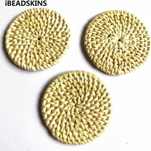 New arrival! 20pcs/lot 60mm or so Rattan coin -shape charm beads for Jewelry DIY (Design as shown)