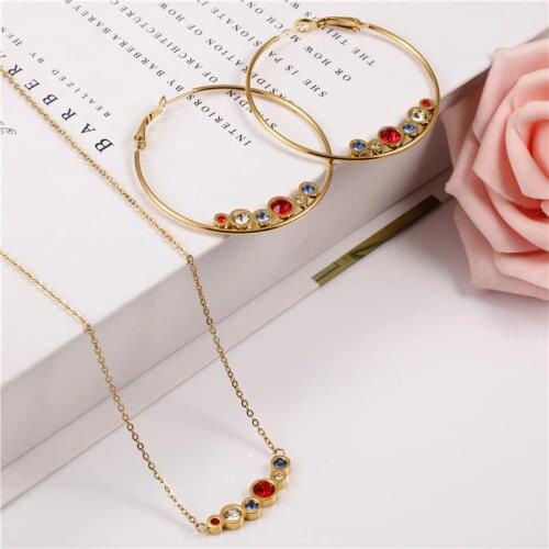OUFEI Necklace Earrings Set Stainless Steel Woman Jewelry Sets Big Earrings 2020 Fashion Jewelry Accessories Free Shipping