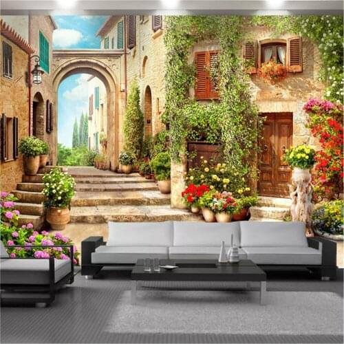 Custom Photo Wallpaper 3D Cobbled Castle Landscape TV Background Wall Wallpaper Mural