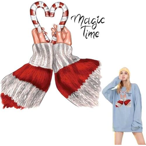 Merry Christmas Iron-On Patches For Clothing DIY A-Level Washable T-Shirts Heat Transfer Thermal Stickers Happy Holiday Applique