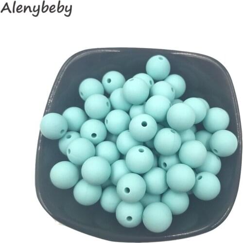 Aruba Blue Color Food Grade Silicone Round Bead 12/15mm Baby Teether Necklace Toy DIY Pacifier Chain Care Baby Teether Product
