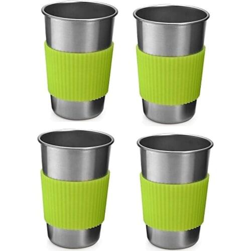 4PCS 500ML Stainless Steel Camping Cup Mug Outdoor Camping Hiking Folding Portable Tea Coffee Beer Cup