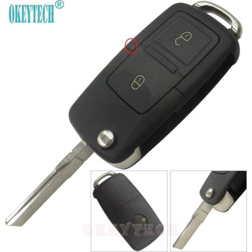 OkeyTech Replacement Flip Folding Car Key Shell for V W Volkswagen MK4 Bora Golf Passat Polo Bora Touran 2 Buttons Uncut Blade