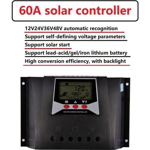 Solar controller 30A 40A 50A 60A 12V 24V 36V 48V automatic universal photovoltaic panel charger iron lithium battery