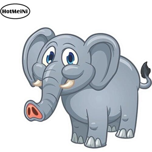 HotMeiNi Car Styling Car Sticker Happy Elephant Vinyl Sticker Laptop Travel LuggageWaterproof Accessories 13x11 cm