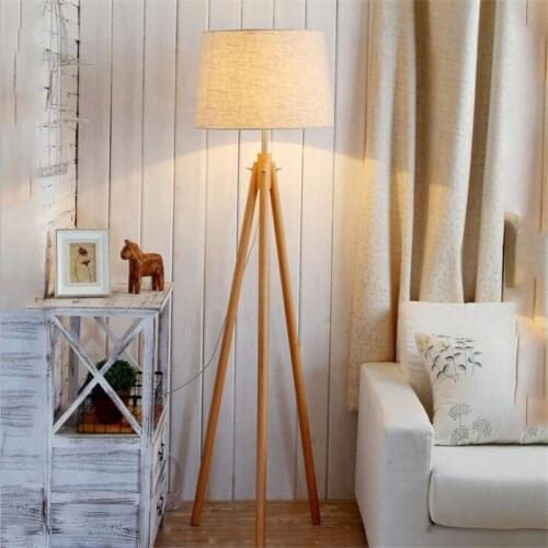Fabric Cover LED floor lamp Modern lamps Wooden Materials standing lamps Atmosphere for living room bedroom kids room decoration