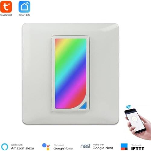 Tuya Smart Wall Switch with 2W RGBW Scene Light EU Standard WiFi Light Switch Wireless Control Google and Alexa Compatible