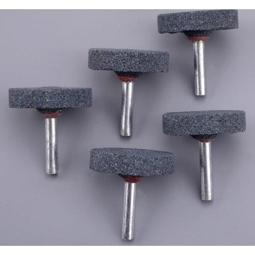 High hardness 5Pcs/Set 40mm T-shape Mounted Abrasive Grinding Cutting Stone Wheel Head Gray For Drill Rotary Tool