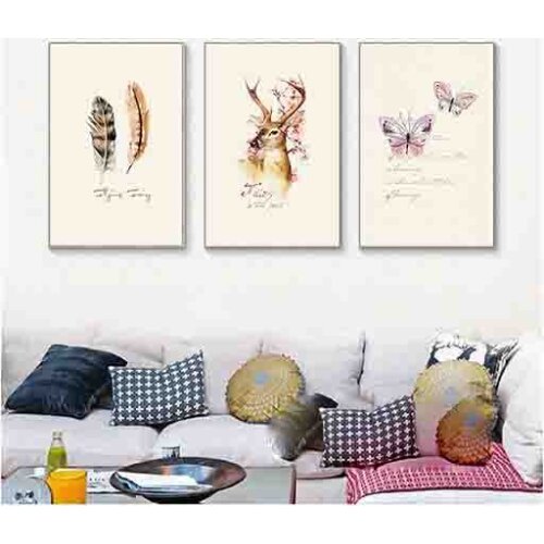 YongHe Nordic style Spray Painting The Butterfly Feather Milu Deer The Restoring Ancient Art Wall Deco Frameless Home Decoration