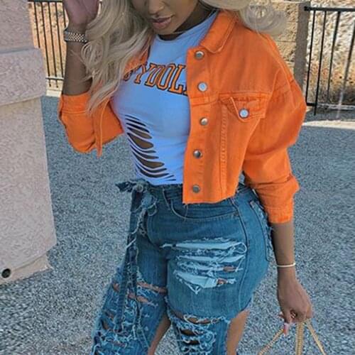 Jeans Jacket And Coats For Women 2021 Autumn Candy Color Casual Short Slim Denim Jacket