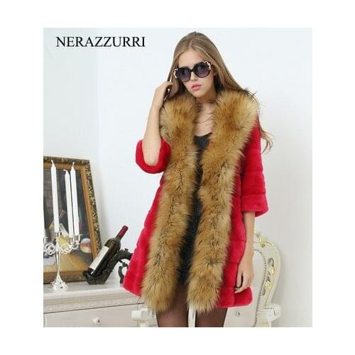 Womens clothing 2019 faux fur slim raccoon fur rex rabbit hair fur coat plus size medium-long