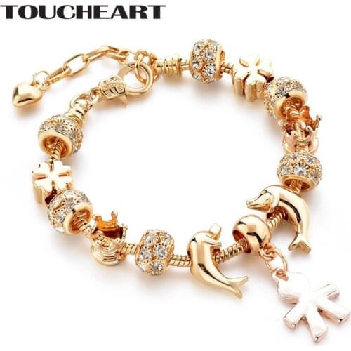 TOUCHEART Gold Boys&Crown Shape Pattern Bracelets&Bangles For Women Design Bracelet Charms Jewelry Friendship Bracelet SBR190152