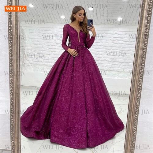 New Evening Dresses 2021 V Neck vestidos de fiesta de noche Long Sleeves robe de soirée de mariage Custom Made Women Party Gowns
