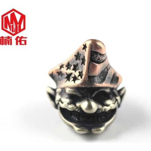 1 Piece Of Outdoor Tool Accessories EDC Paracord Knife Beads American Clown White Copper Car Keychain Pendant