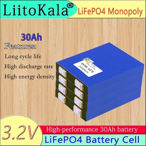 20pcs LiitoKala 3.2V 30Ah LiFePO4 battery 2000 times or more, deep cycle suitable for Diy 12V/24V/36V/48V golf cart fast 40A