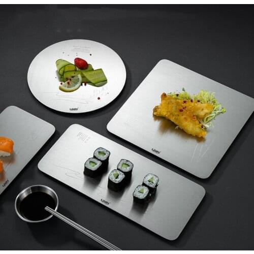 304 Stainless Steel Sushi Serving Tray Plates Cheese Board Platter Charcuterie Meat Fruit Crackers Dish Special Tableware