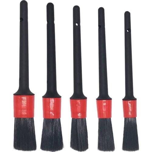 5 Pcs Car Detailing Brush Auto Cleaning Brush Wheel Brush Car Cleaning Detailing Set Boar Hair Mixed Fiber Car Wash Accessories