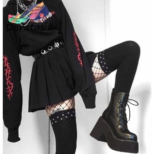 DORATASIA Ins Women Designer Punk Shoes Autumn Brand Boots Women Fashion Chunky Platform Ankle Boots