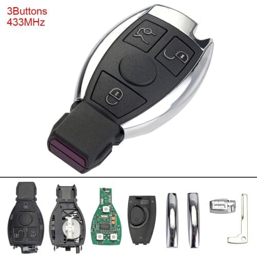 433MHz 3 Buttons Keyless Uncut Flip Remote Key Fob for Mercedes Benz year 2000+ NEC&BGA Control