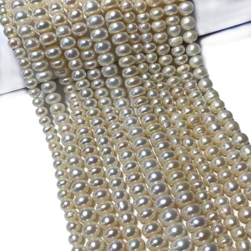 Wholesale 100% Natural White Freshwater Pearl AA and A Button Shape Beads For Jewelry Making Diy Bracelet Necklace 3/4/5/7/8MM