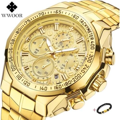 New WWOOR Watch Men 2020 Top Luxury Brand Military 50mm Big Dial Waterproof Sport Chronograph Mens Black Watches Relojes Hombre