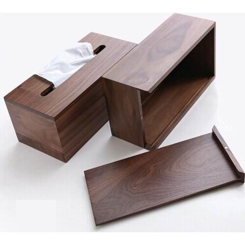 Wood Tissue Cover For Bathroom Dining Table Bedroom Office Rectangle Tissue Box Holder Cover/Napkin Dispenser