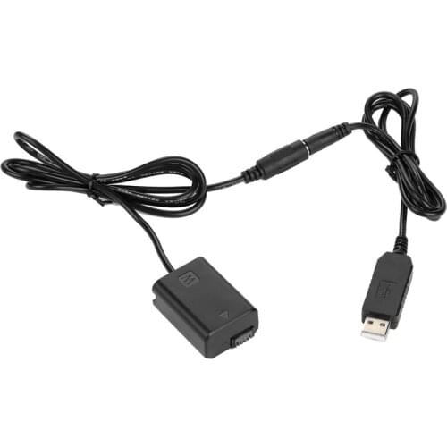 For Sony A7S R M2 A6500 NP-FW50 DC Coupler Power Supply Dummy Battery Power Adapter with USB Cable