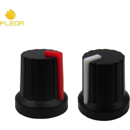 FLEOR 4Pcs White/Red Point Plastic Electric Guitar Effect Pedal Knobs Guitar Amplifier Amp Control Knobs with Indicator Lines